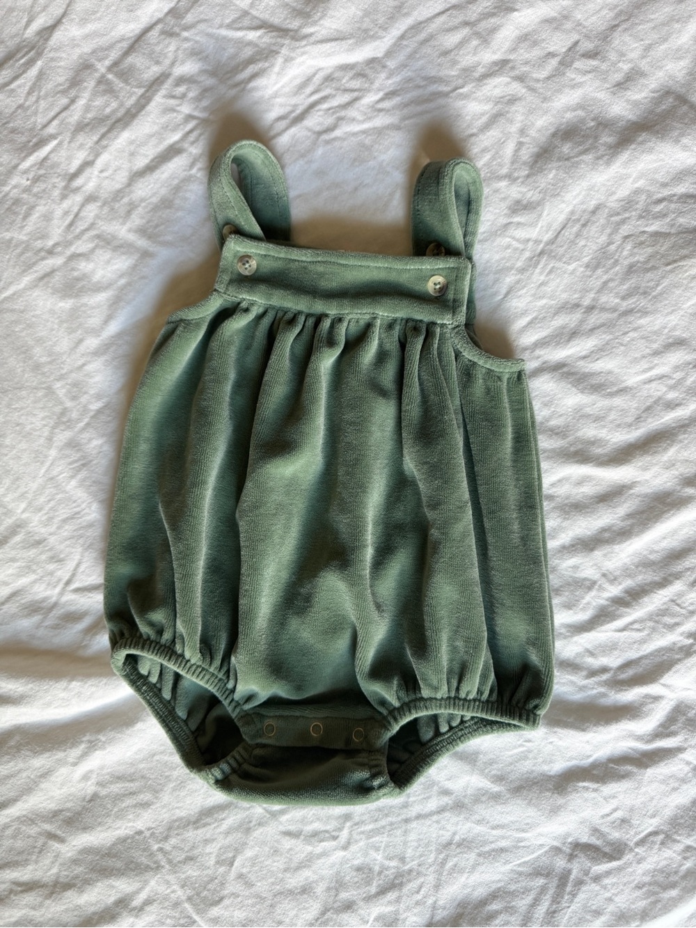 kate quinn sage green velvet bubble romper